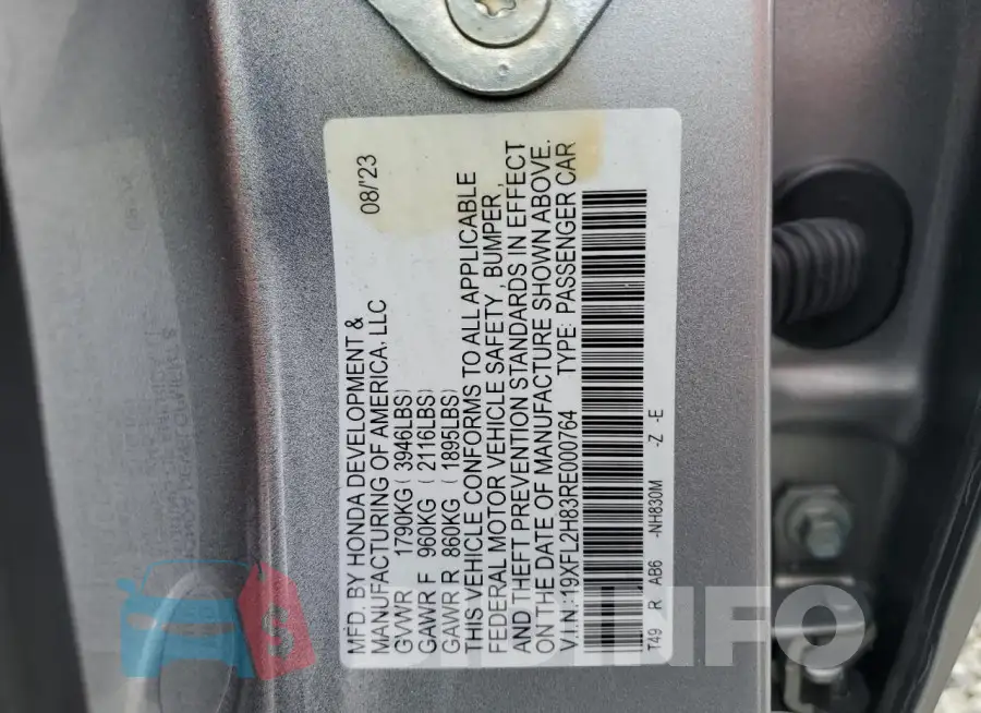 19XFL2H83RE000764 Photo# 12