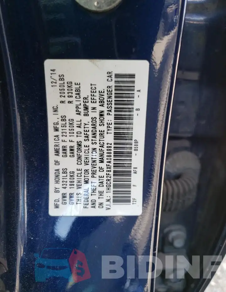 1HGCR2F8XFA088992 Photo# 12