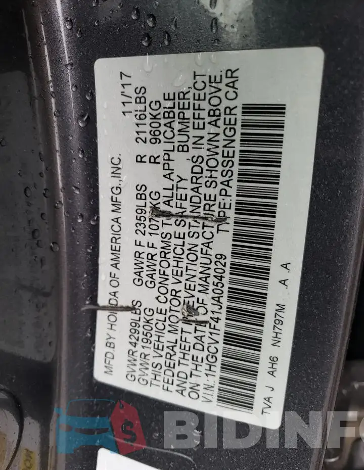 1HGCV1F41JA054029 Photo# 12