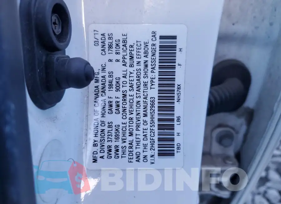 2HGFC2F55HH529663 Photo# 13