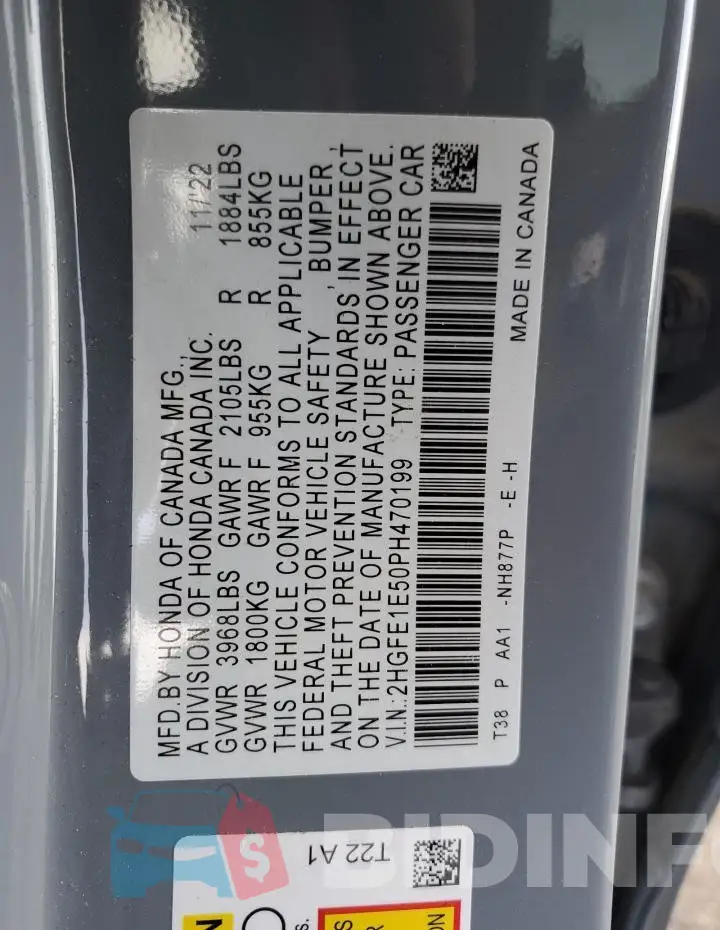 2HGFE1E50PH470199 Photo# 12