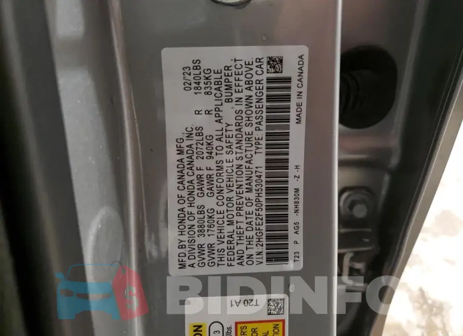 2HGFE2F50PH530471 Photo# 12