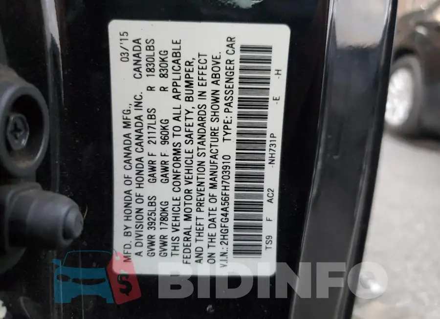 2HGFG4A56FH703910 Photo# 13