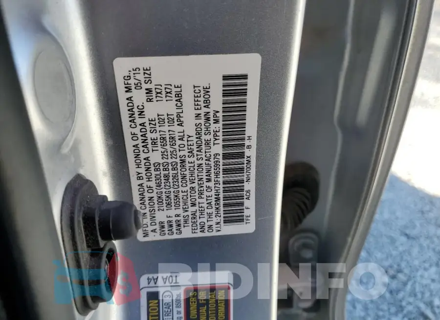 2HKRM4H73FH659979 Photo# 13