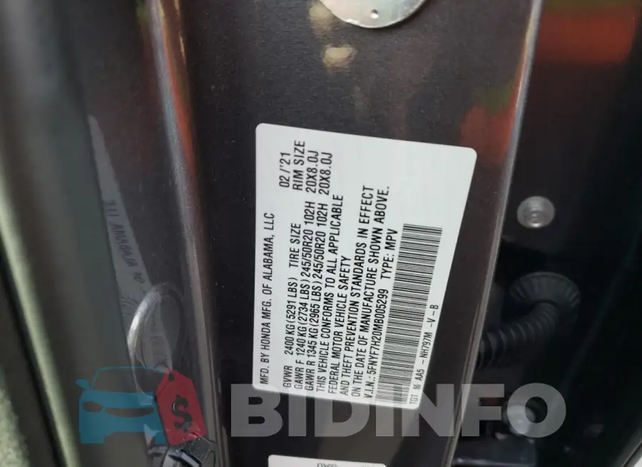 5FNYF7H20MB005299 Photo# 12