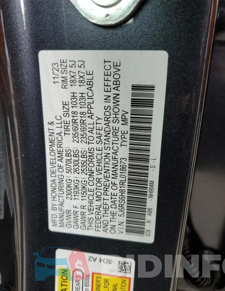 5J6RS6H81RL018673 Photo# 12