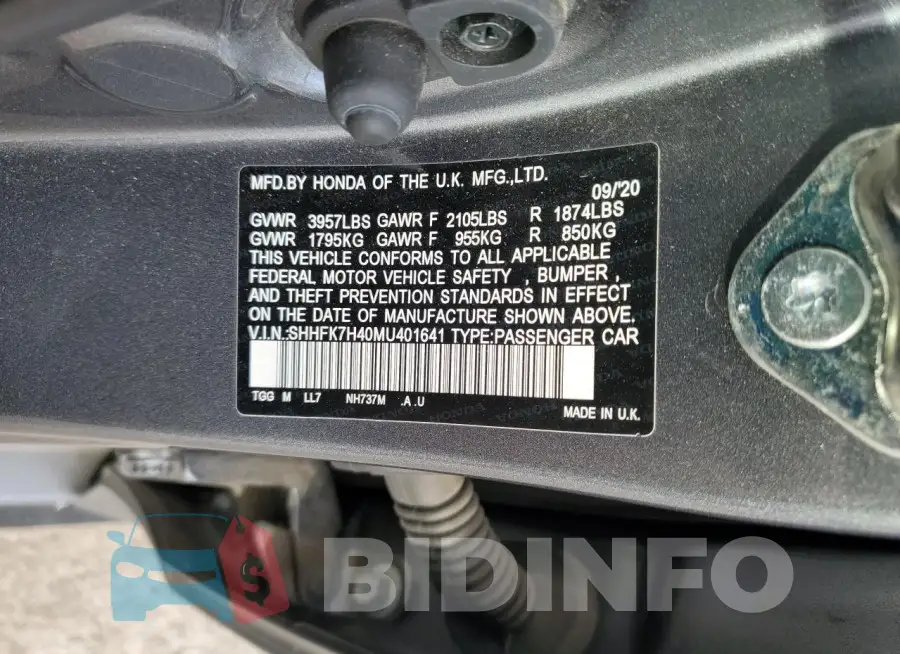 SHHFK7H40MU401641 Photo# 13