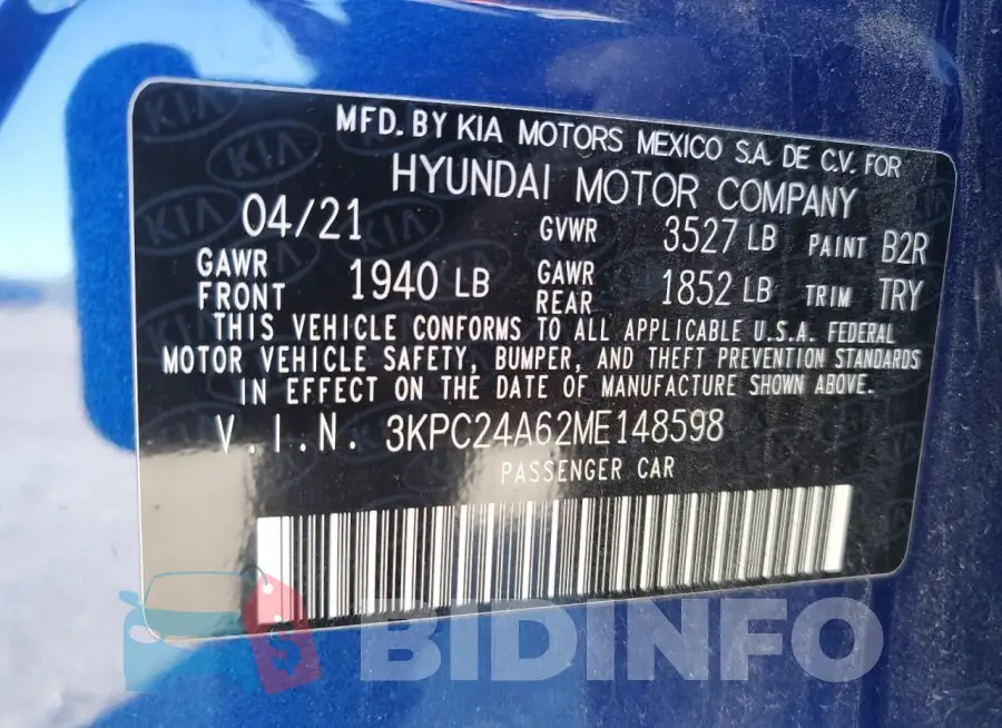 3KPC24A62ME148598 Photo# 12