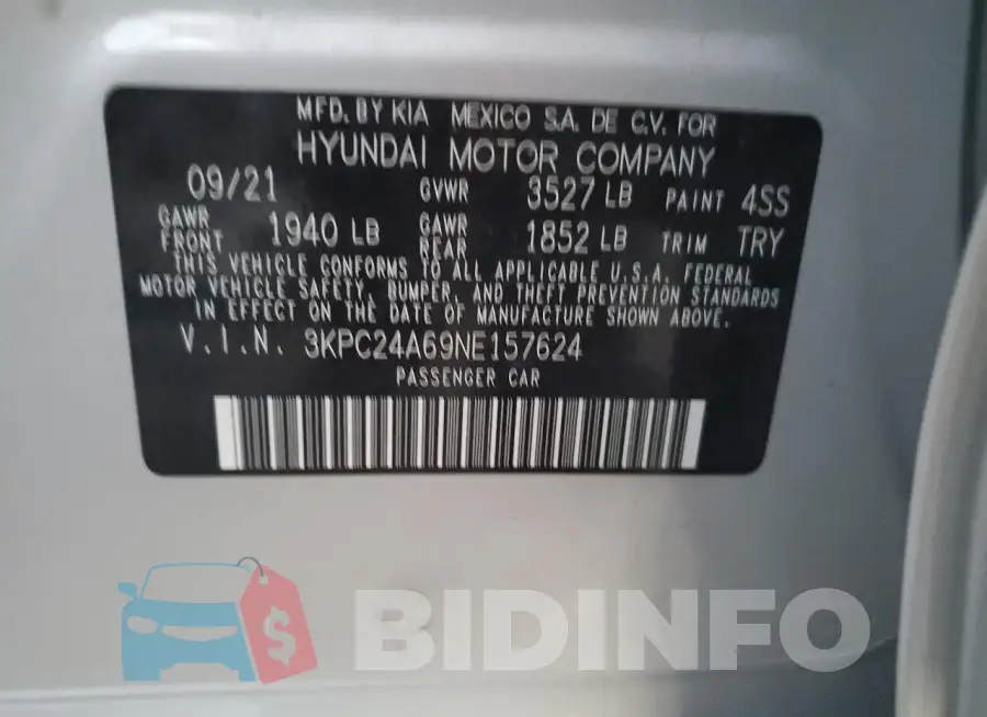 3KPC24A69NE157624 Photo# 13