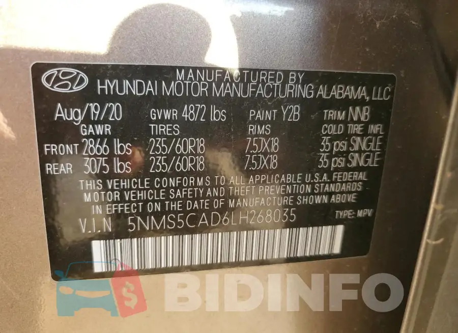 5NMS5CAD6LH268035 Photo# 12