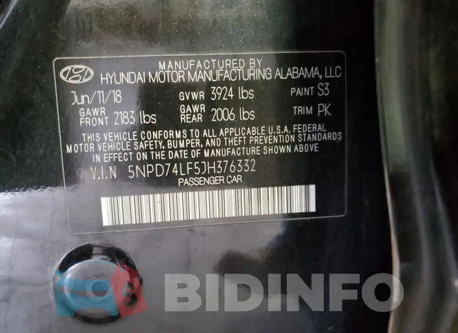 5NPD74LF5JH376332 Photo# 13