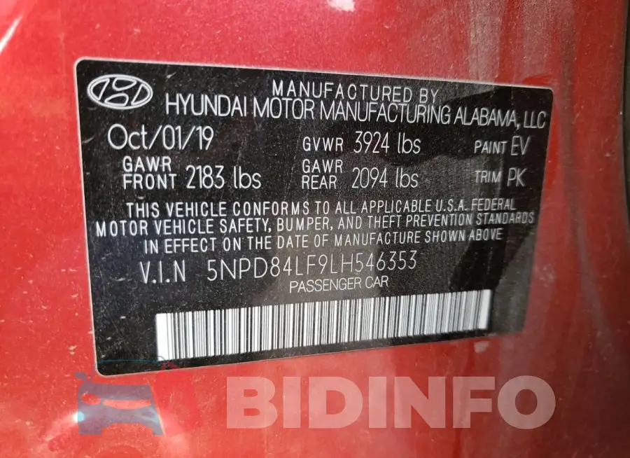 5NPD84LF9LH546353 Photo# 13
