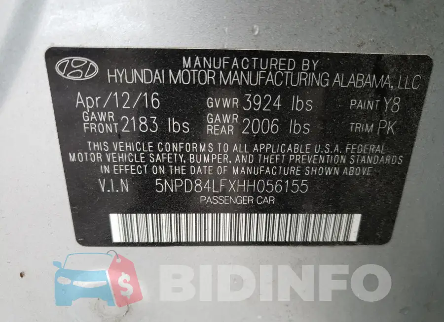5NPD84LFXHH056155 Photo# 12