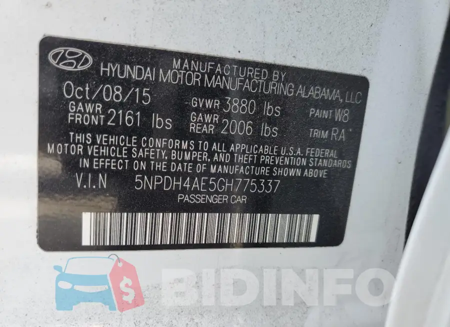 5NPDH4AE5GH775337 Photo# 13