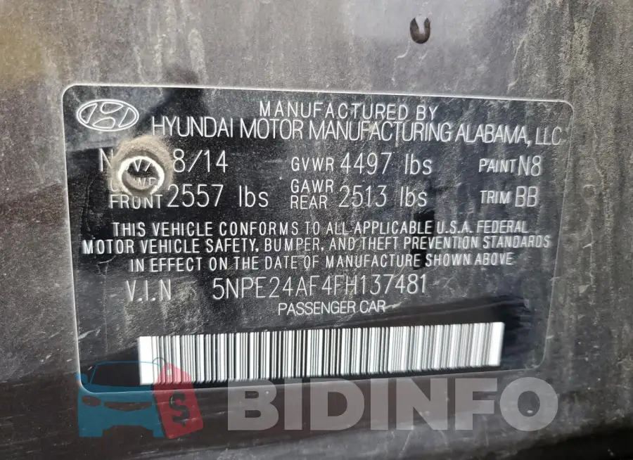 5NPE24AF4FH137481 Photo# 12