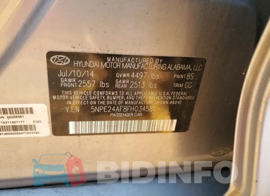 5NPE24AF8FH034581 Photo# 12
