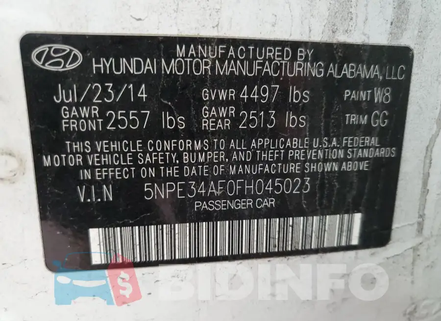 5NPE34AF0FH045023 Photo# 12