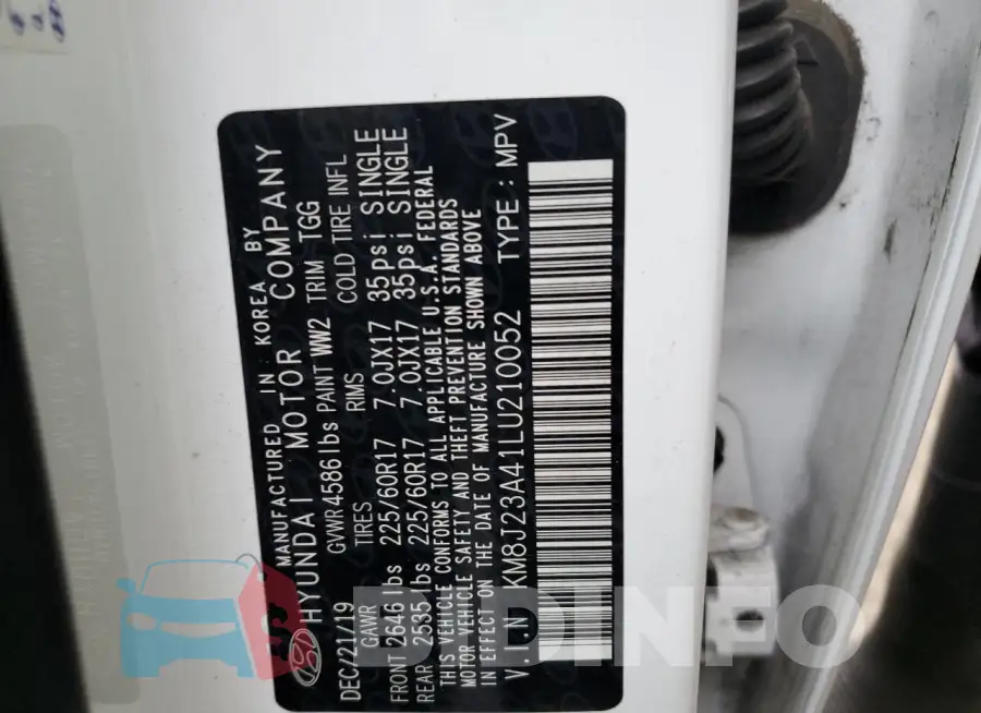 KM8J23A41LU210052 Photo# 12