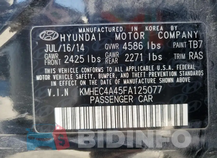KMHEC4A45FA125077 Photo# 12