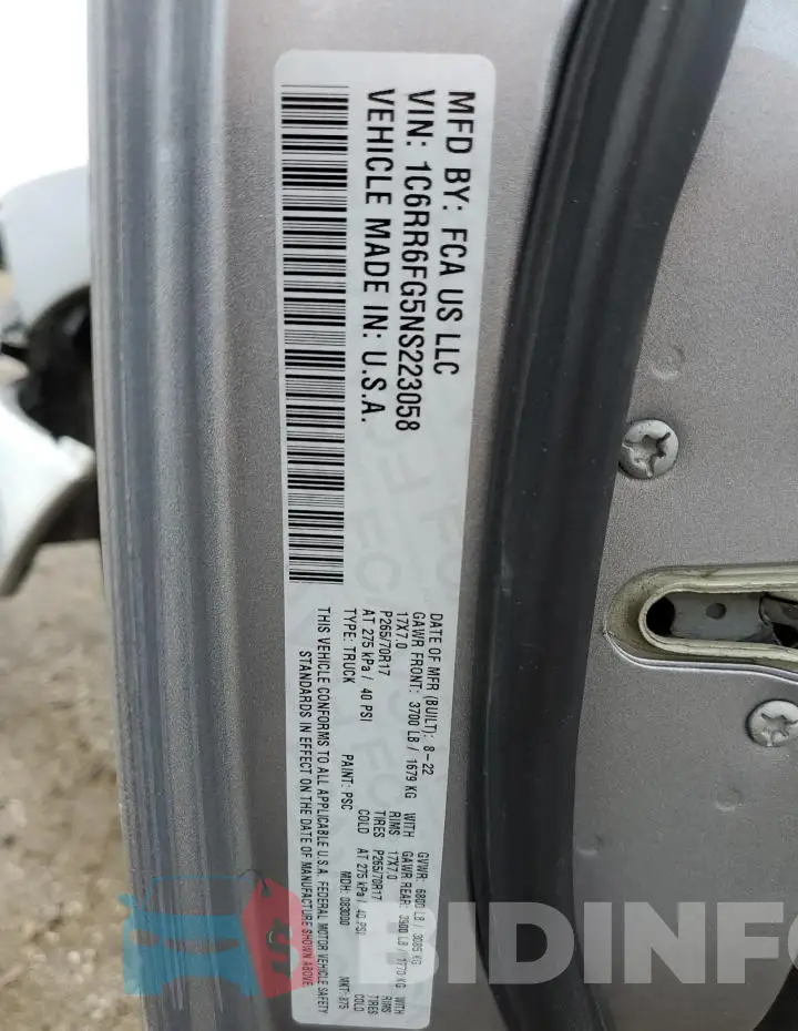 1C6RR6FG5NS223058 Photo# 12