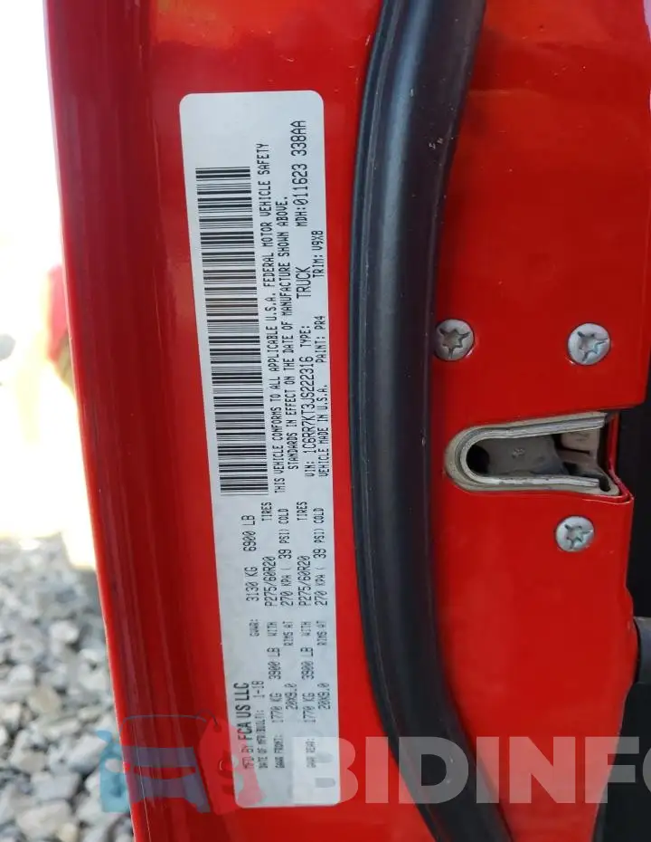 1C6RR7KT3JS222316 Photo# 12