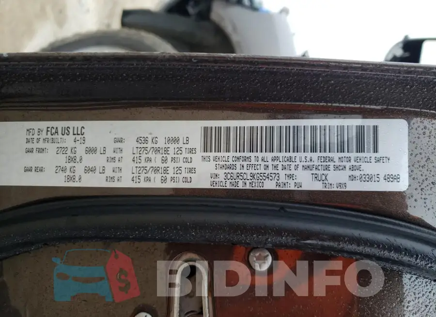 3C6UR5CL9KG554573 Photo# 12