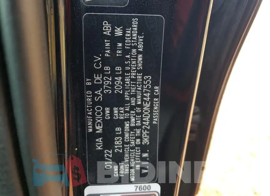 3KPF24AD0NE447553 Photo# 12