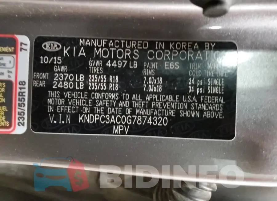 KNDPC3AC0G7874320 Photo# 12