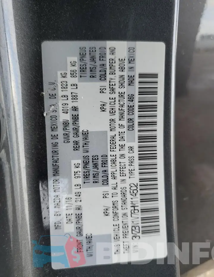 3MZBN1V76HM114502 Photo# 12