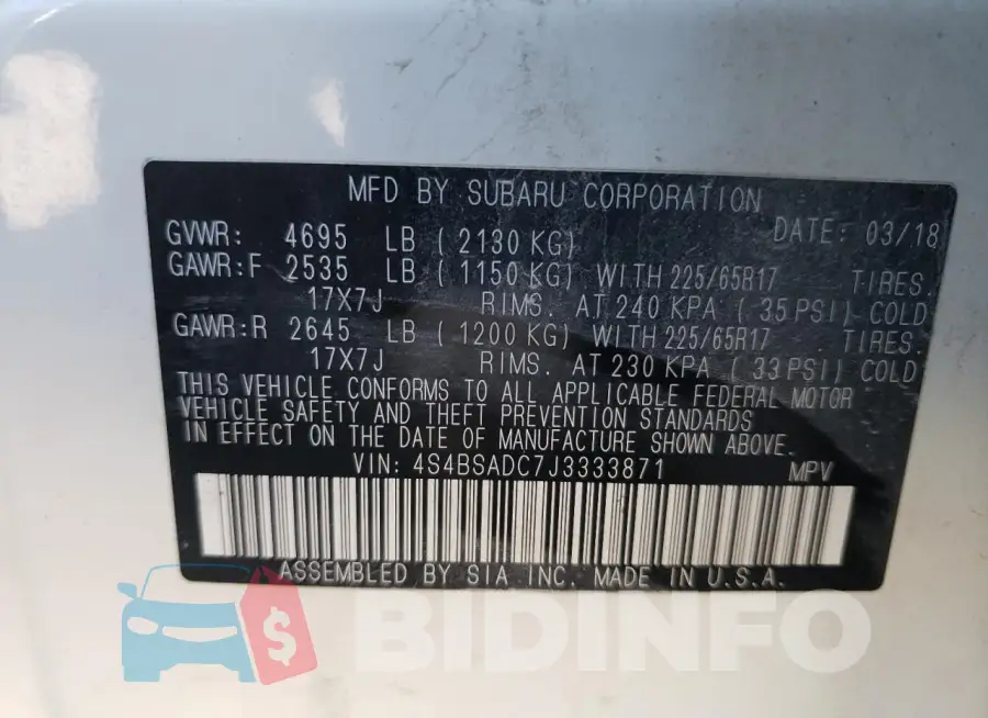 4S4BSADC7J3333871 Photo# 13