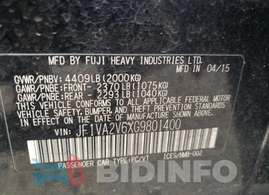 JF1VA2V6XG9801400 Photo# 12