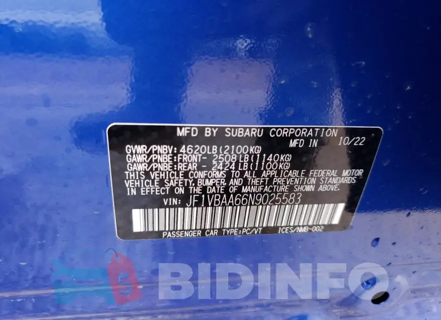 JF1VBAA66N9025583 Photo# 13