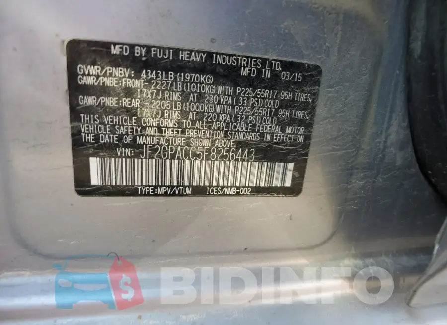 JF2GPACC5F8256443 Photo# 12