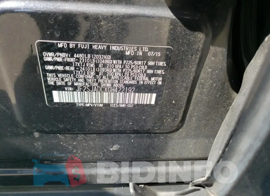 JF2SJADCXGH422192 Photo# 12