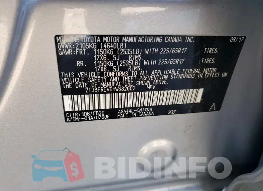 2T3BFREV6HW682602 Photo# 13