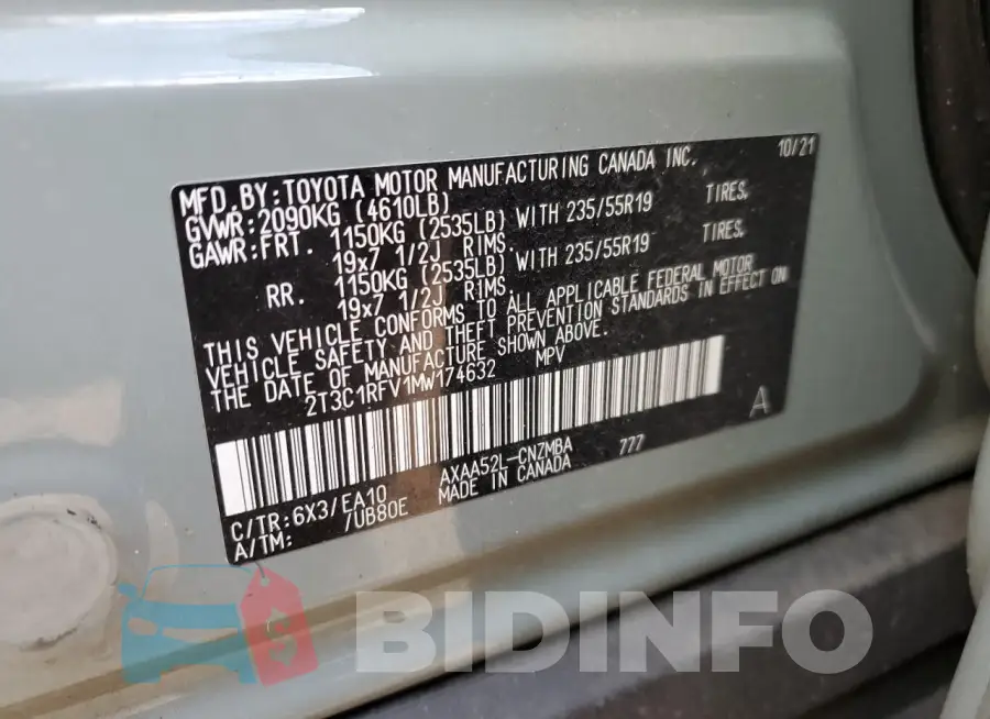 2T3C1RFV1MW174632 Photo# 13