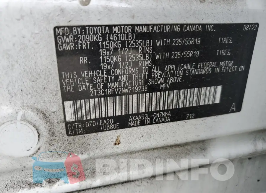 2T3C1RFV2NW219238 Photo# 14