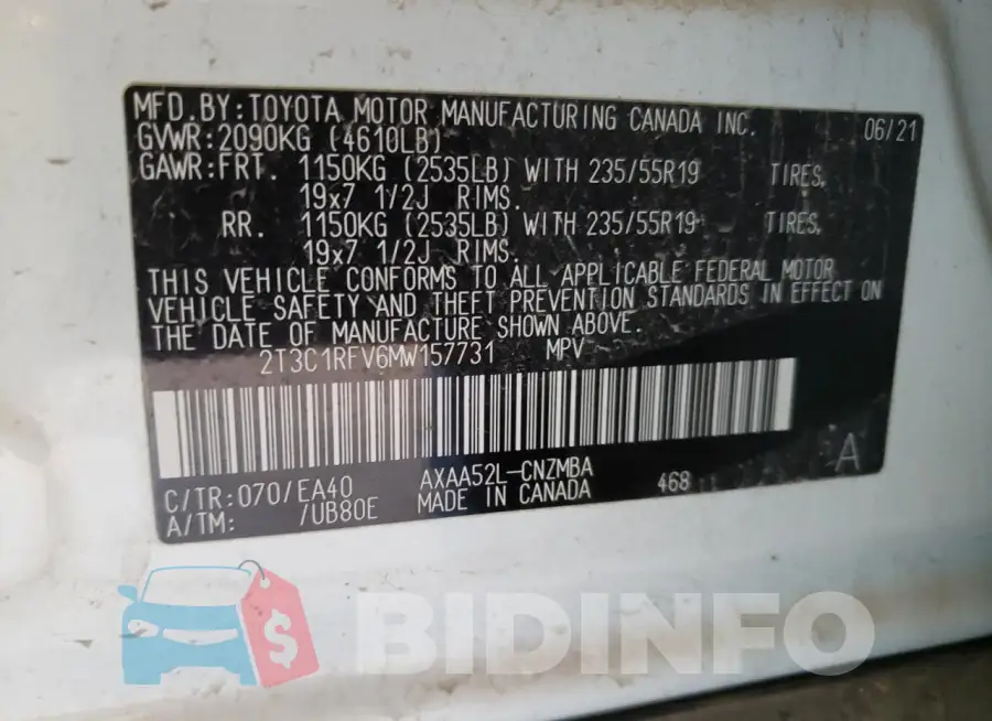 2T3C1RFV6MW157731 Photo# 13