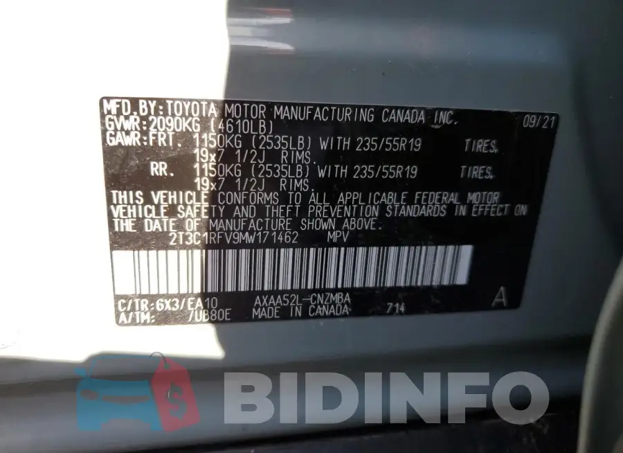 2T3C1RFV9MW171462 Photo# 13