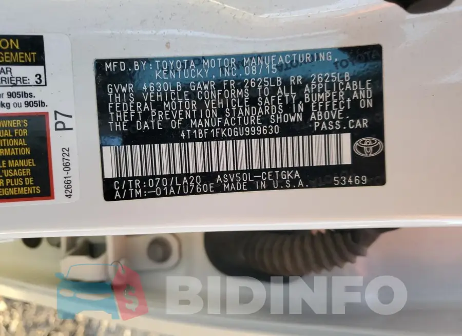 4T1BF1FK0GU999630 Photo# 12