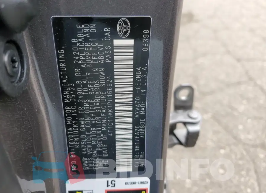 4T1C11AK1PU166624 Photo# 13