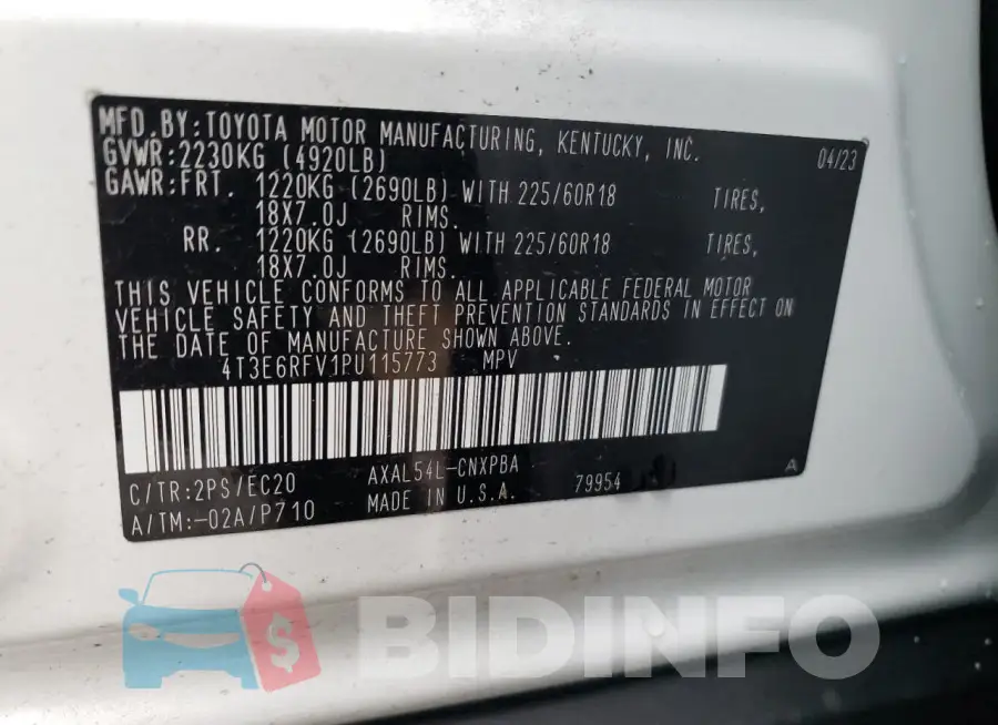 4T3E6RFV1PU115773 Photo# 13