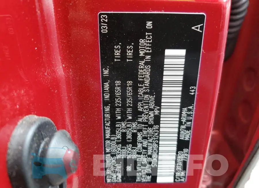 5TDKBRCH9PS124316 Photo# 12