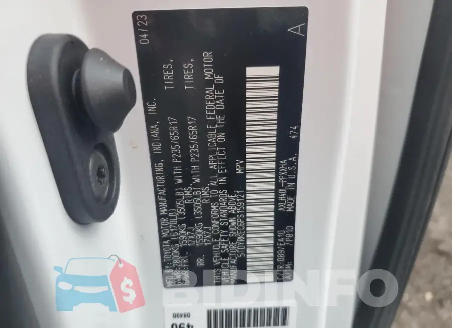 5TDYRKEC6PS159121 Photo# 12