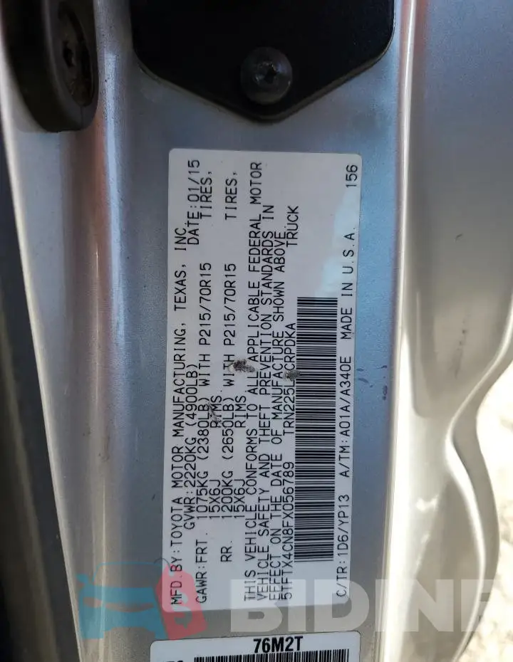 5TFTX4CN8FX056789 Photo# 12
