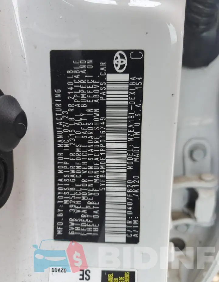 5YFB4MDE1PP016749 Photo# 13