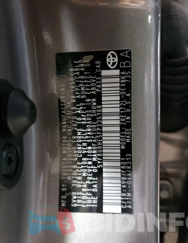 5YFBURHE5FP235168 Photo# 12