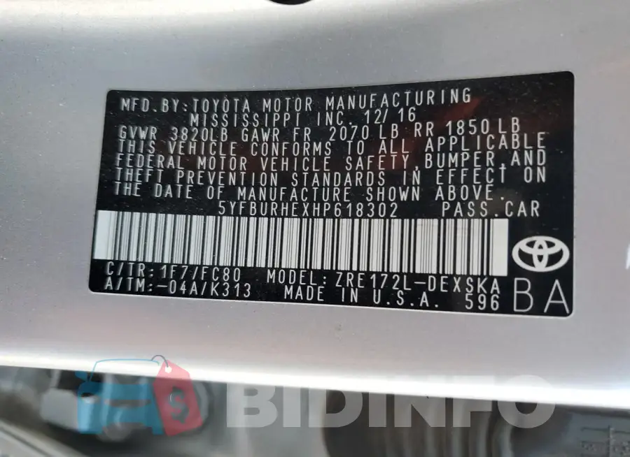 5YFBURHEXHP618302 Photo# 12