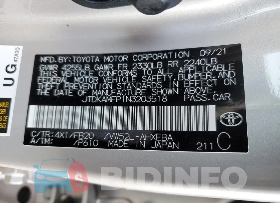 JTDKAMFP1N3203518 Photo# 12