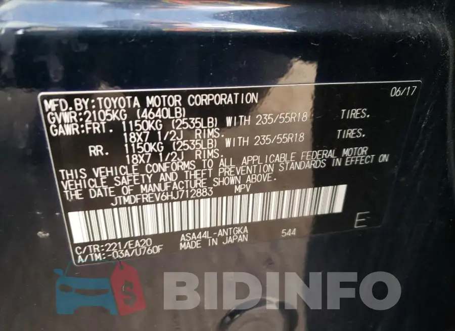 JTMDFREV6HJ712883 Photo# 14
